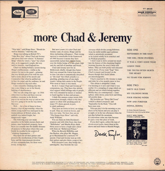 Chad & Jeremy : More Chad & Jeremy (LP, Comp, Mono, Jac)