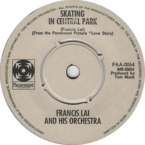 Francis Lai And His Orchestra : Theme From Love Story (7", Single)