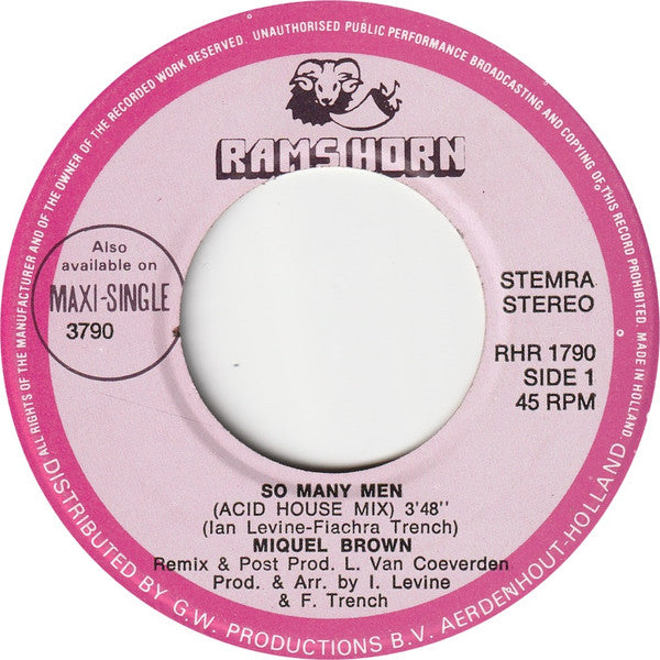 Miquel Brown : So Many Men Remix (7", Single)