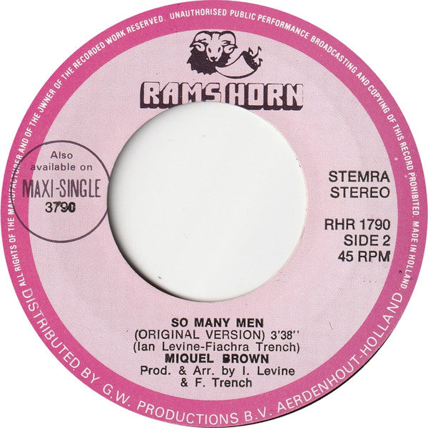 Miquel Brown : So Many Men Remix (7", Single)