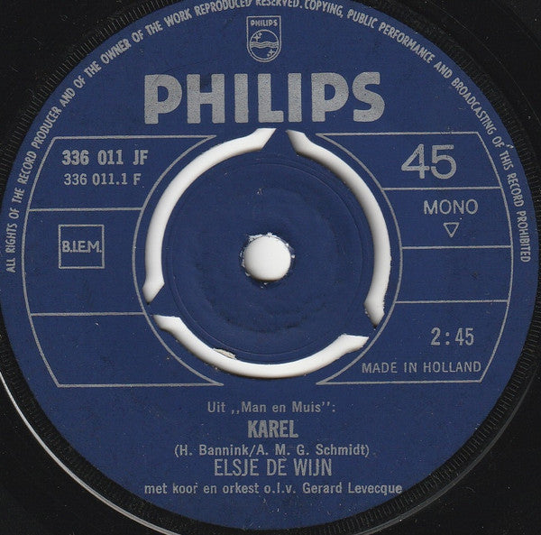 Elsje De Wijn : Karel / Oorspronkelijk (7", Single, Mono)