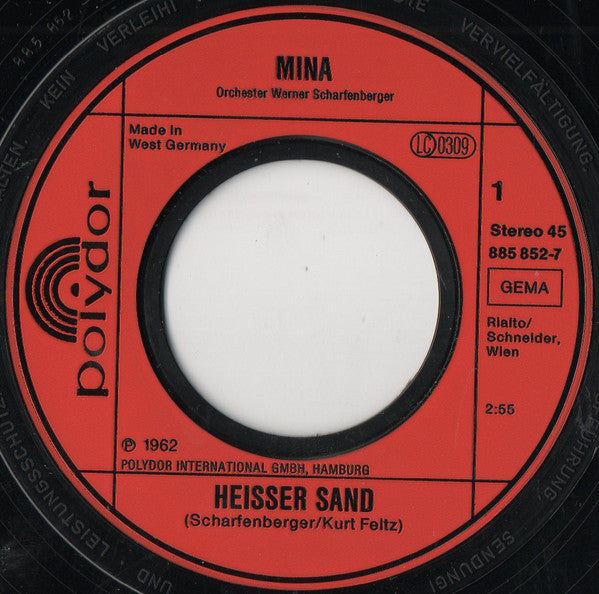 Mina (3) : Heißer Sand / Ein Treuer Mann (7", Single, RE)