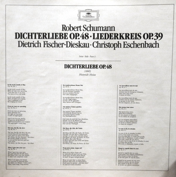 Robert Schumann - Dietrich Fischer-Dieskau • Christoph Eschenbach : Dichterliebe Op. 48 • Liederkreis Op. 39 (LP)