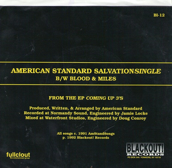 American Standard : Salvation / Blood & Miles (7", Cle)