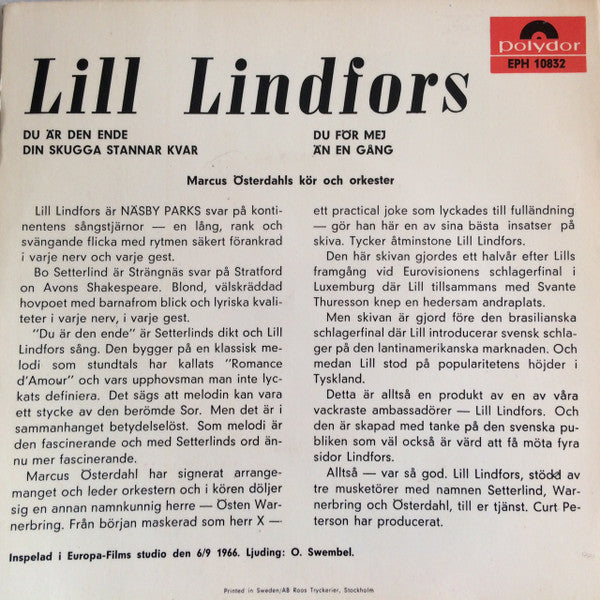 Lill Lindfors : Lill (7", EP, 4-p)