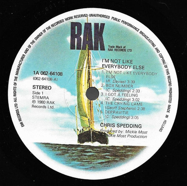 Chris Spedding : I'm Not Like Everybody Else (LP, Album)