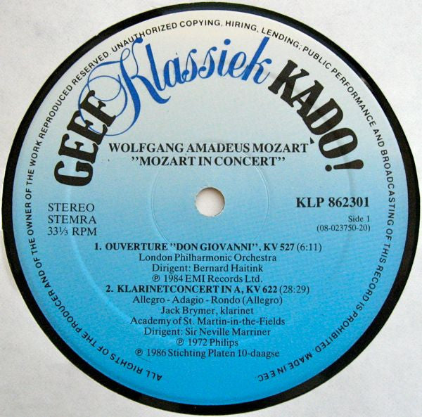 Wolfgang Amadeus Mozart : Mozart In Concert (LP, Comp, Gat)