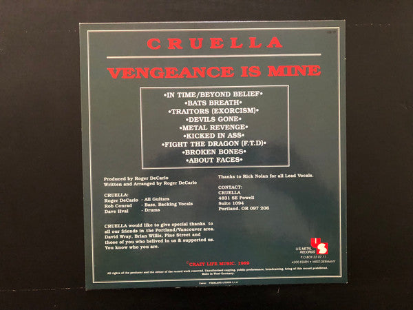 Cruella : Vengeance Is Mine (LP, Album)