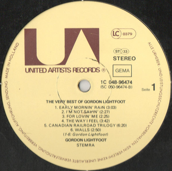 Gordon Lightfoot : The Very Best Of Gordon Lightfoot (LP, Comp, RE)