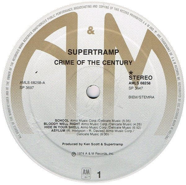 Supertramp : Crime Of The Century (LP, Album, RE, CBS)