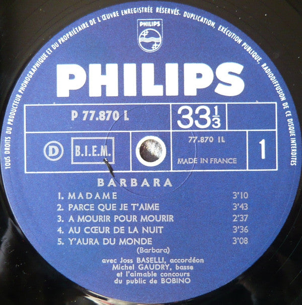 Barbara (5) : Bobino 1967  (LP, Album)