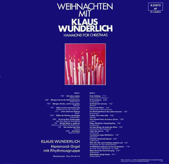 Klaus Wunderlich : Weihnachten Mit Klaus Wunderlich - Hammond For Christmas (LP, Album, RE)