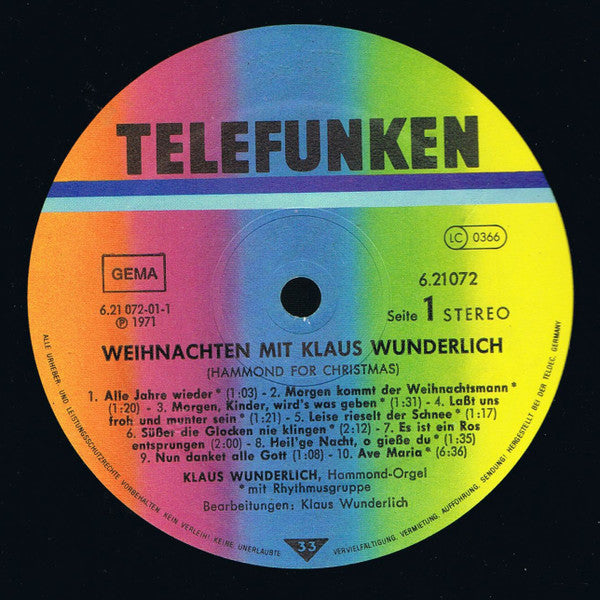 Klaus Wunderlich : Weihnachten Mit Klaus Wunderlich - Hammond For Christmas (LP, Album, RE)