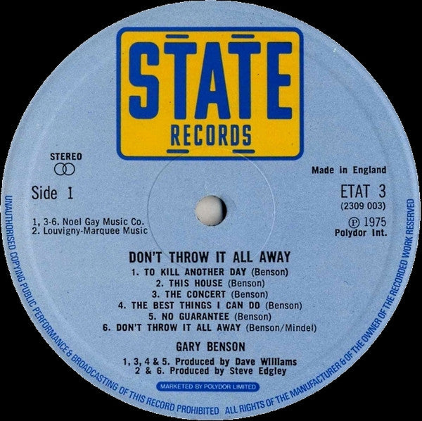 Gary Benson : Don't Throw It All Away (LP, Album)