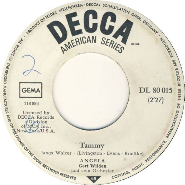 Angela (32) : Tammy (7", Single)