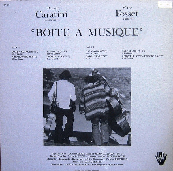 Patrice Caratini, Marc Fosset : Boite A Musique (LP, Album)