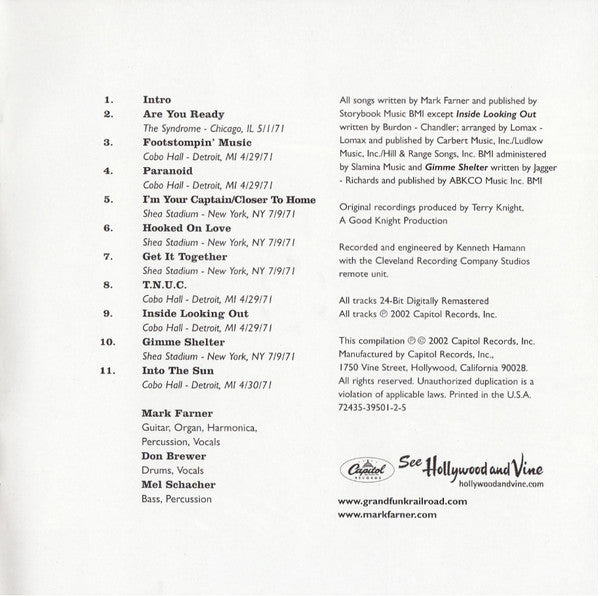 Grand Funk Railroad : Live The 1971 Tour (CD, Album, RM)