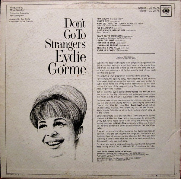 Eydie Gormé : Don't Go To Strangers (LP, Album)