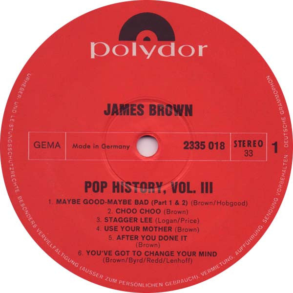 James Brown : Pop History Vol 3 (2xLP, Comp, Gat)