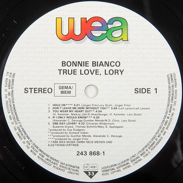 Bonnie Bianco : True Love, Lory (LP, Album)