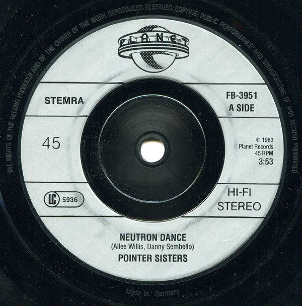 Pointer Sisters : Neutron Dance (7", Single)