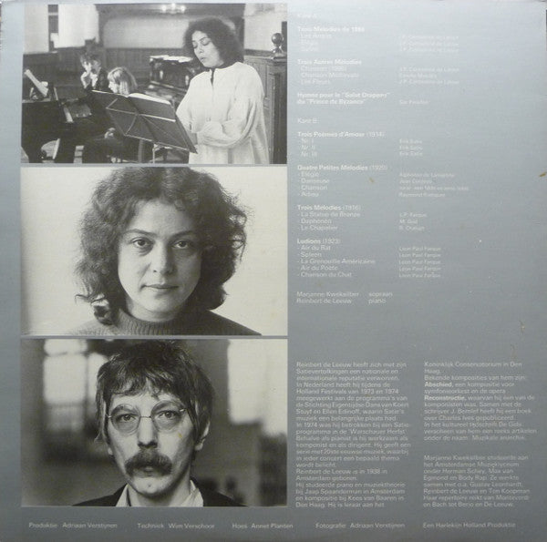 Erik Satie - Marianne Kweksilber, Reinbert de Leeuw : Mélodies, Hymne, Poèmes D'Amour, Ludions (LP)