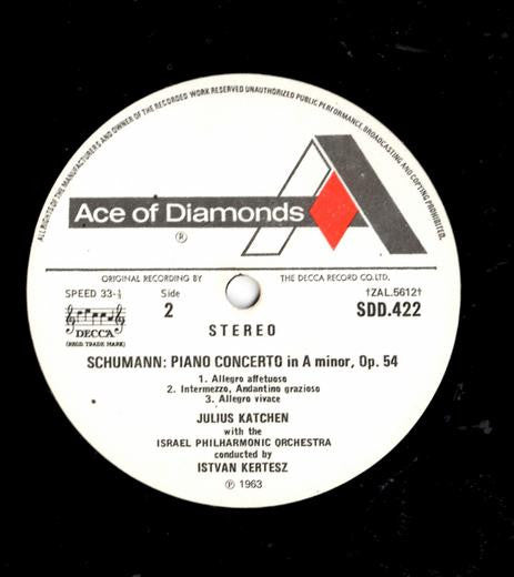 Edvard Grieg & Robert Schumann, Julius Katchen, Israel Philharmonic Orchestra, István Kertész : Piano Concertos (LP, RE)