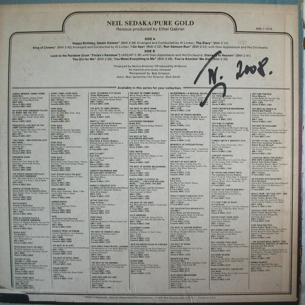 Neil Sedaka : Pure Gold (LP, Comp)