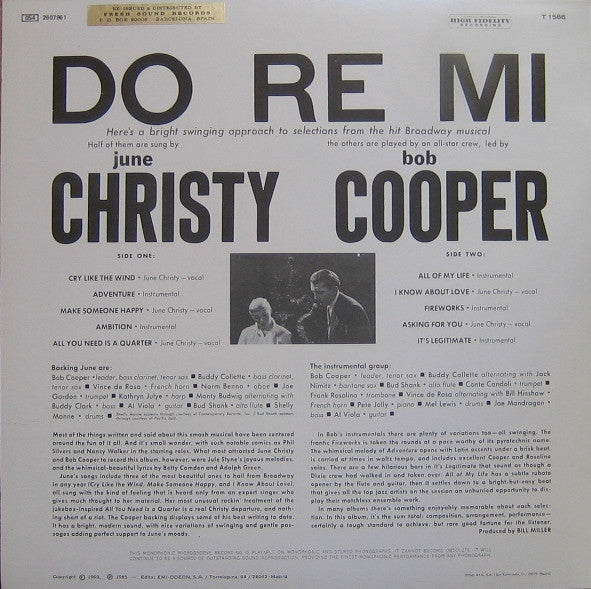 June Christy, Bob Cooper / Jule Styne, Betty Comden, Adolph Green : Do-Re-Mi (A Modern Interpretation Of The Hit Broadway Musical) (LP, Album, RE)