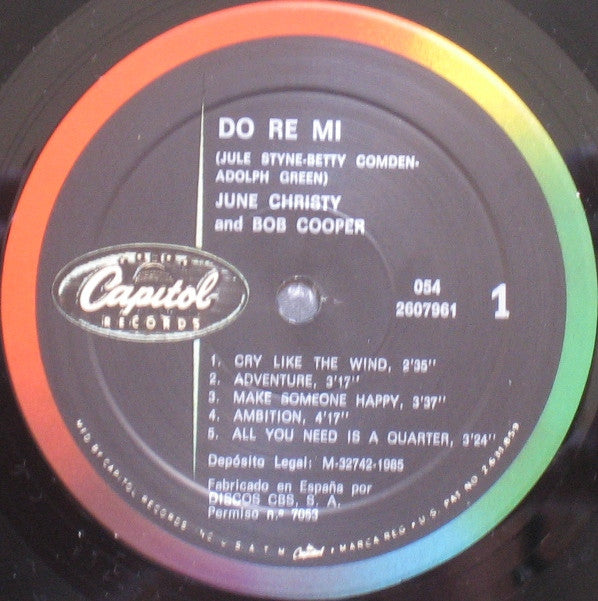 June Christy, Bob Cooper / Jule Styne, Betty Comden, Adolph Green : Do-Re-Mi (A Modern Interpretation Of The Hit Broadway Musical) (LP, Album, RE)