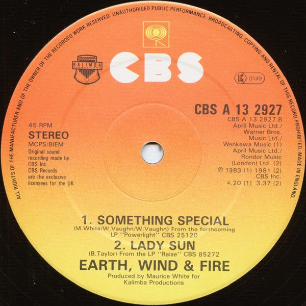 Earth, Wind & Fire : Fall In Love With Me (Extended Version) (12")