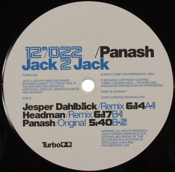 Panash : Jack 2 Jack (12")