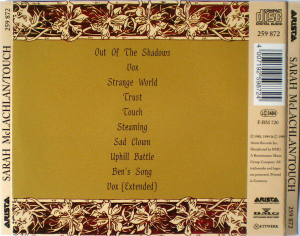 Sarah McLachlan : Touch (CD, Album)