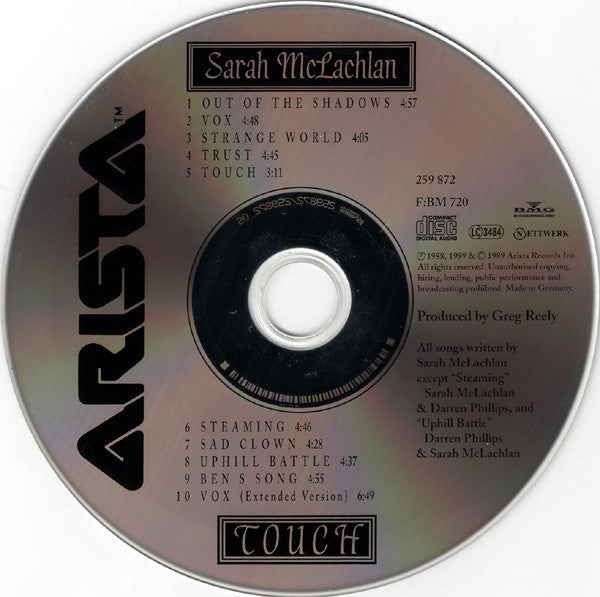 Sarah McLachlan : Touch (CD, Album)