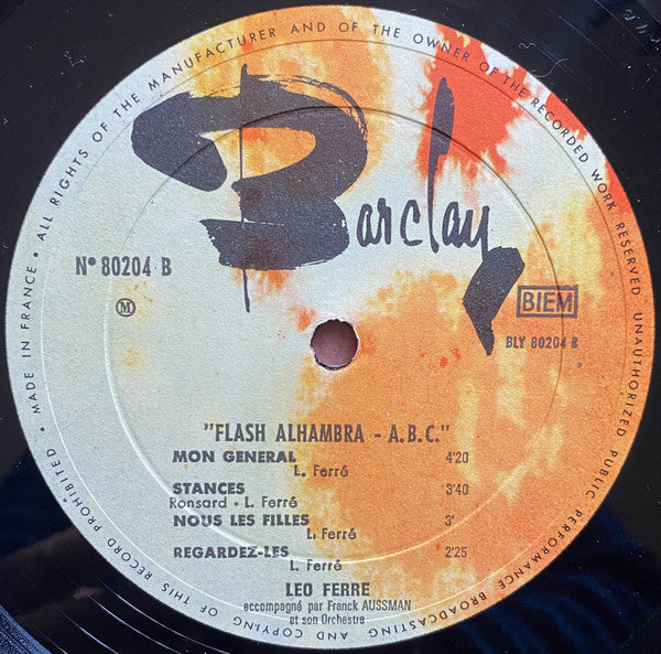 Léo Ferré : Flash ! Alhambra A.B.C. (10", Album)