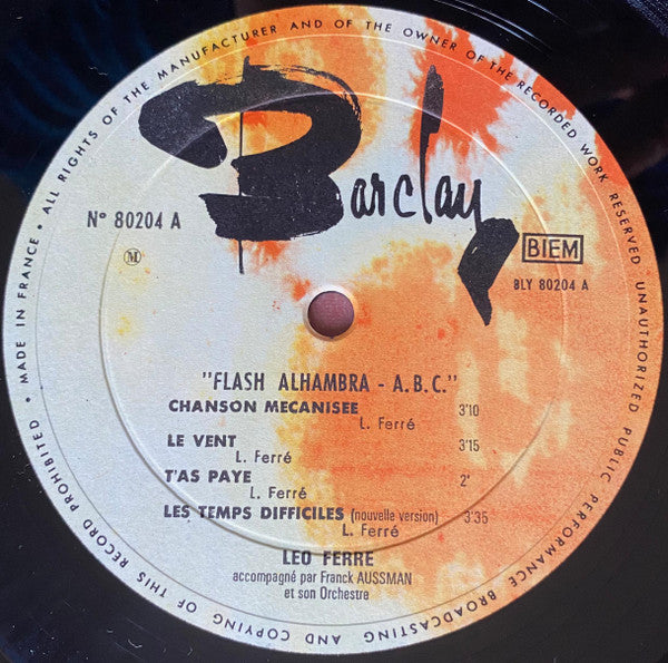 Léo Ferré : Flash ! Alhambra A.B.C. (10", Album)