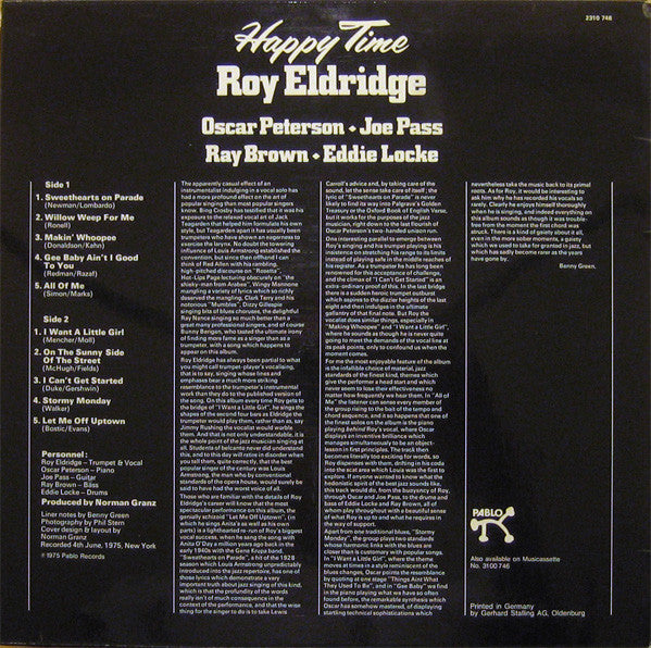 Roy Eldridge With Oscar Peterson, Joe Pass, Ray Brown, Eddie Locke : Happy Time (LP, Album)