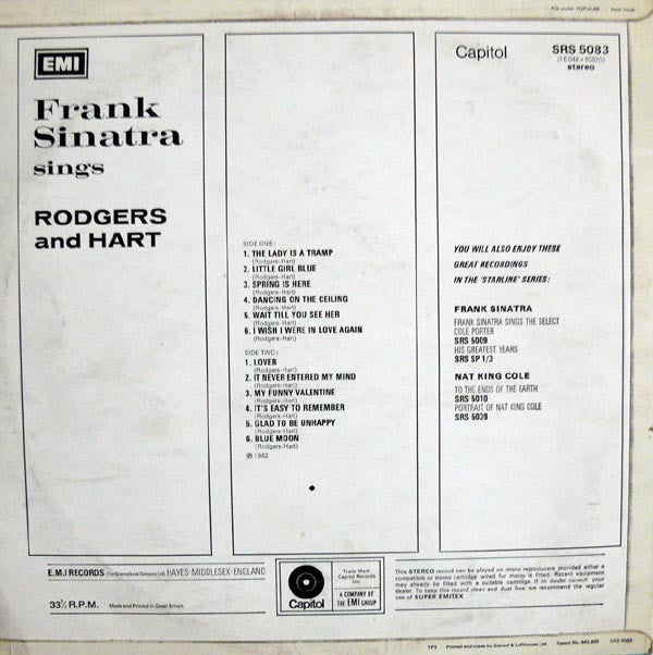 Frank Sinatra : Sings Rodgers And Hart (LP, Comp)