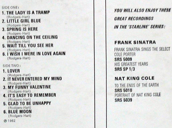 Frank Sinatra : Sings Rodgers And Hart (LP, Comp)