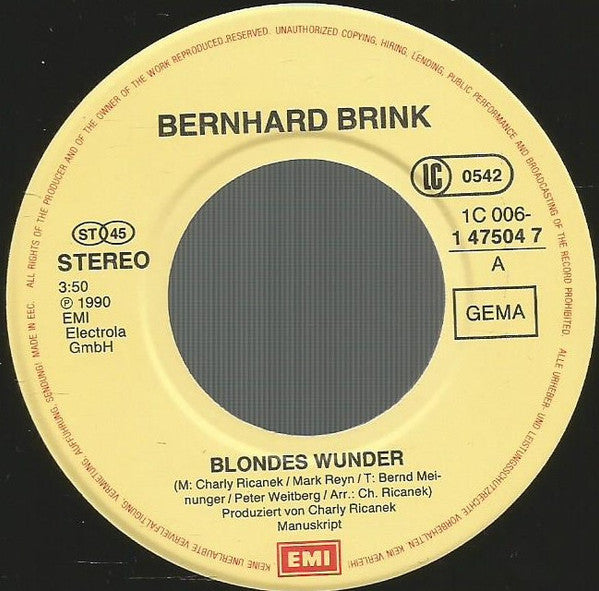 Bernhard Brink : Blondes Wunder (7", Single)
