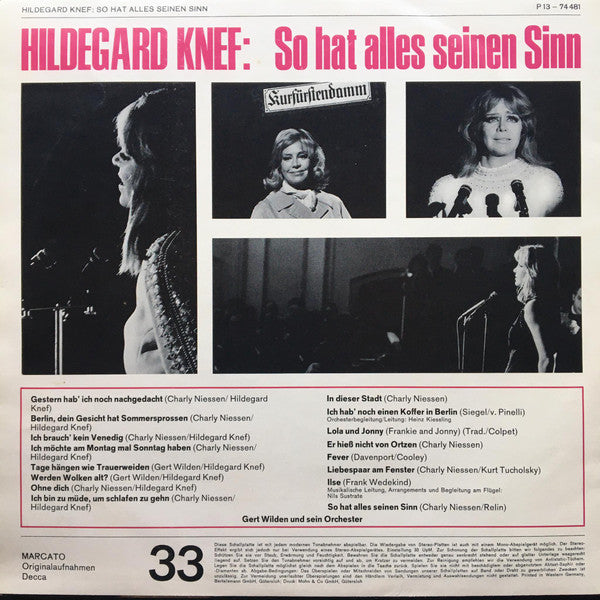 Hildegard Knef : So Hat Alles Seinen Sinn (LP, Album)