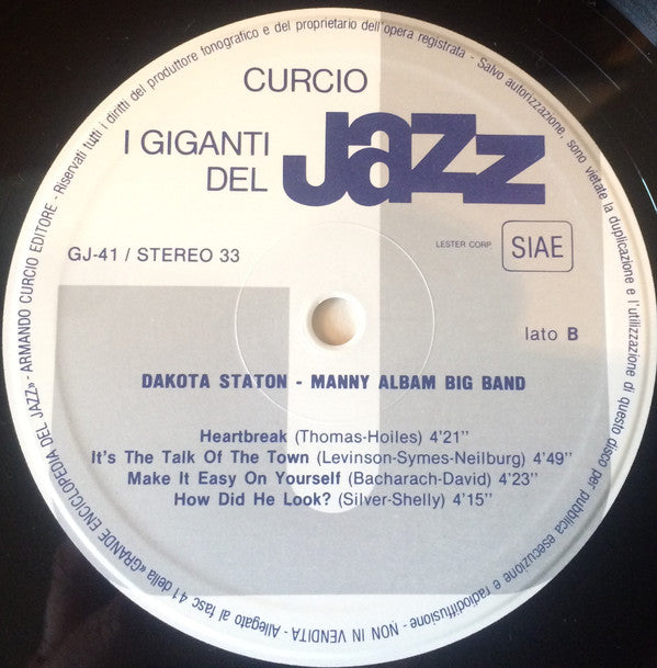 Dakota Staton / Manny Albam Big Band : I Giganti Del Jazz Vol. 41 (LP, Album, RE)