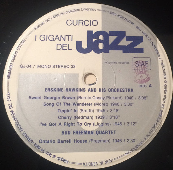 Erskine Hawkins / Charlie Barnet / Bud Freeman : I Giganti Del Jazz Vol. 34 (LP, Comp, Gat)