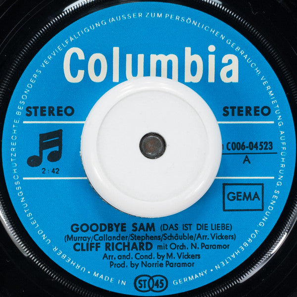 Cliff Richard : Goodbye Sam (Das Ist Die Liebe) / Kein Zug Nach Gretna Green (7", Single)