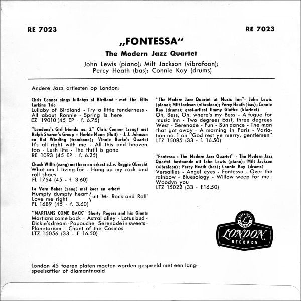 The Modern Jazz Quartet : Fontessa (7")