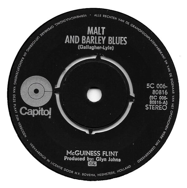 McGuinness Flint : Malt And Barley Blues (7", Single, Ora)
