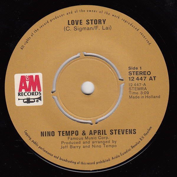 Nino Tempo & April Stevens : Love Story (7", Single)