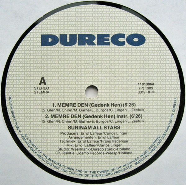 Surinam All Stars : Memre Den (Gedenk Hen) (12")