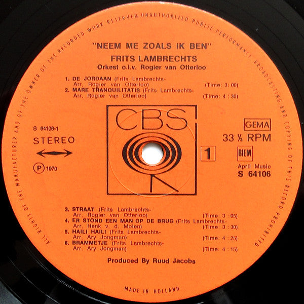 Frits Lambrechts : Neem Me Zoals Ik Ben (LP, Album)