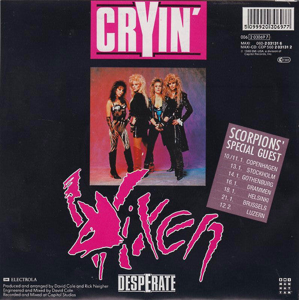 Vixen (2) : Cryin' (7", Single)